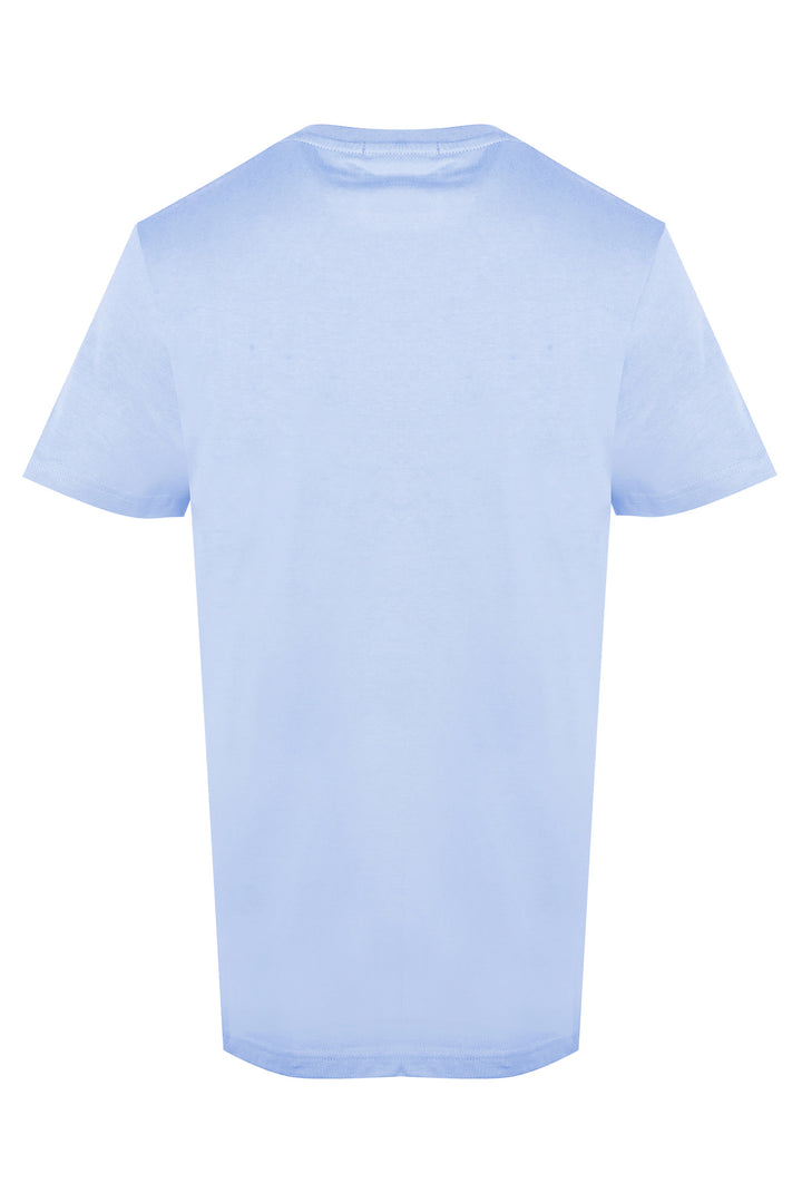 PRADA METAL LOGO PATCH LIGHT BLUE T-SHIRT