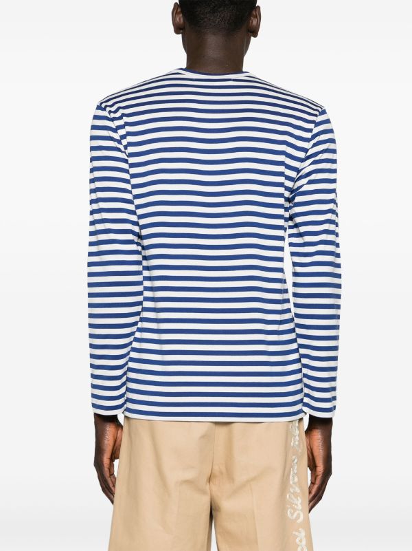 Comme Des Garçons Play heart-patch striped cotton T-shirt