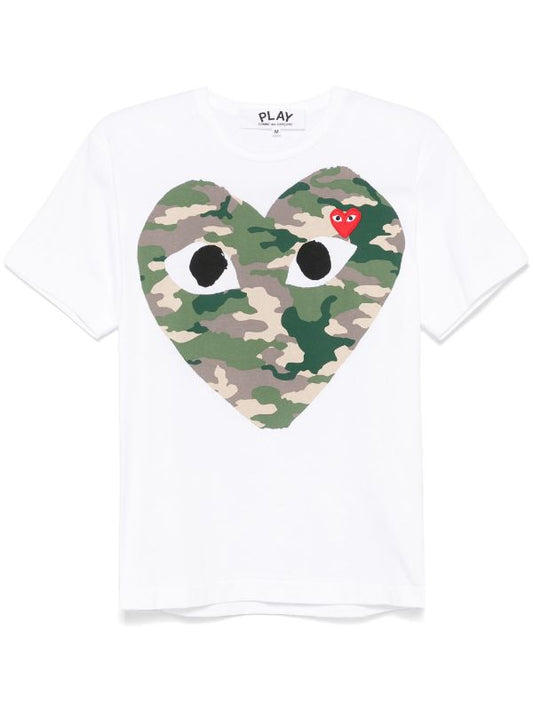 Comme Des Garçons Play camouflage heart-print T-shirt