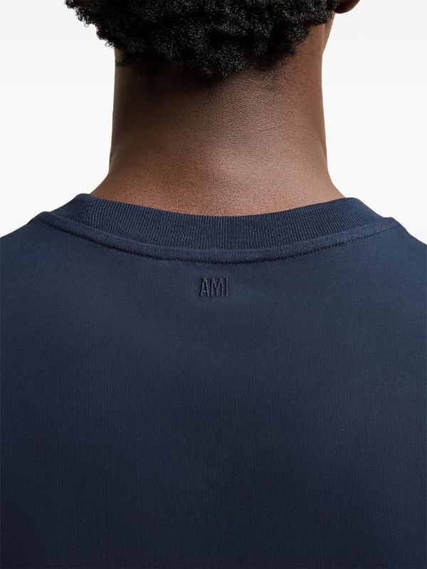 AMI Paris embroidered logo ribbed neck t-shirt