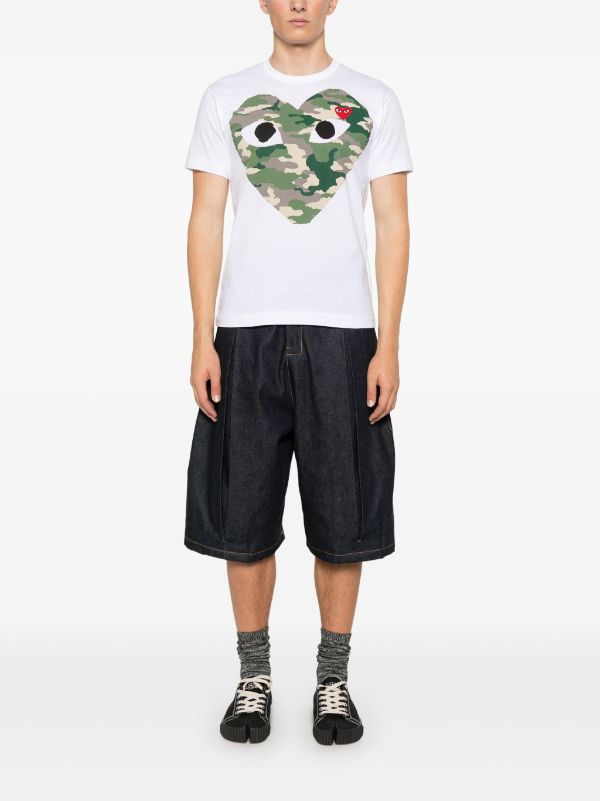 Comme Des Garçons Play camouflage heart-print T-shirt