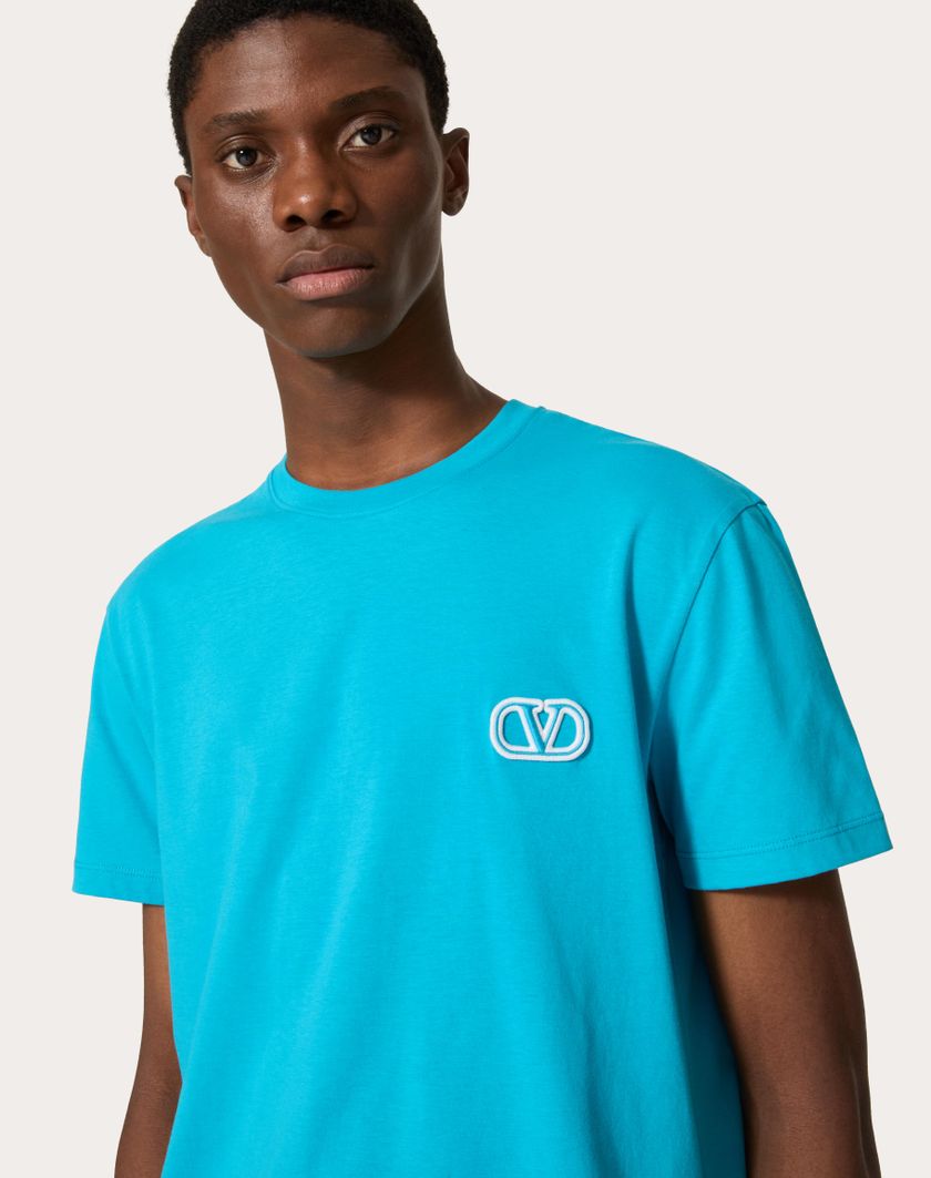 Valentino Cotton T-shirt with VLogo Signature patch