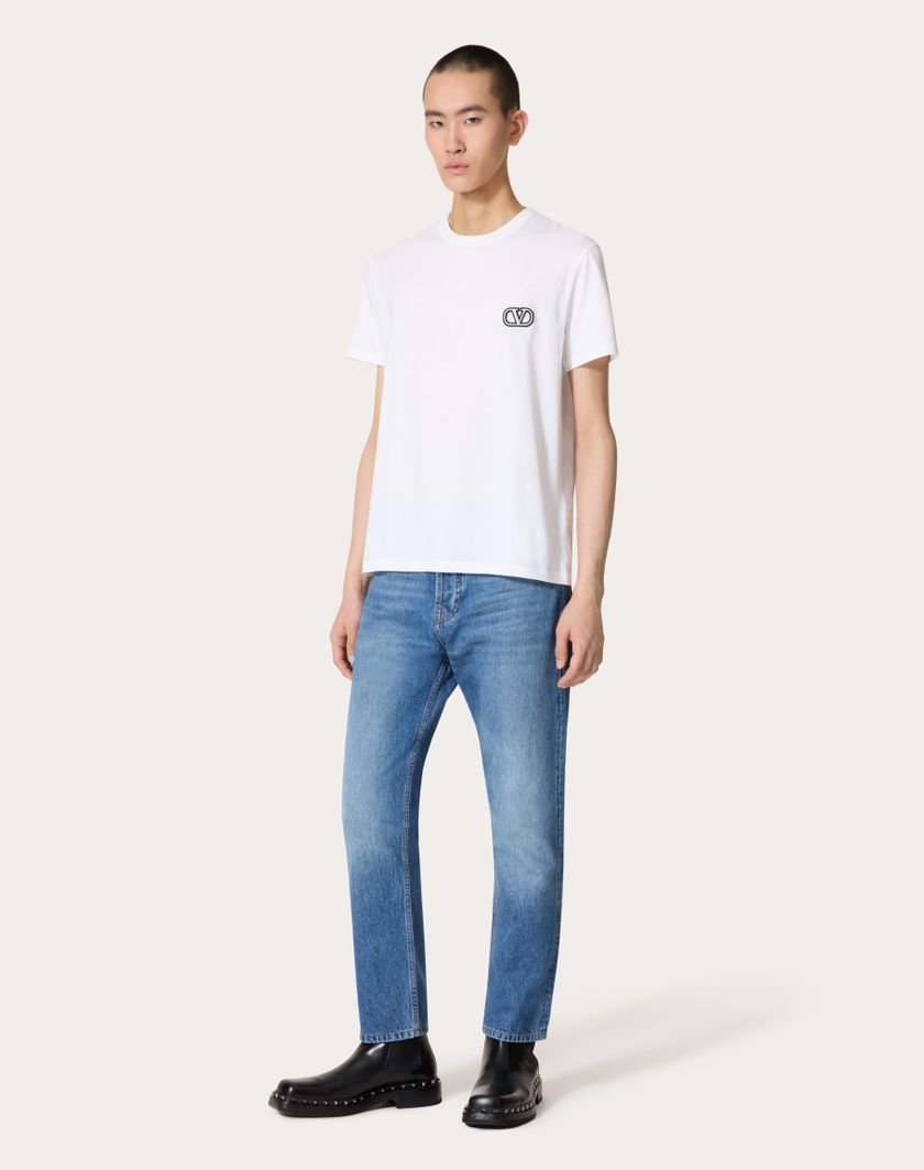 Valentino Cotton T-shirt with VLogo Signature patch