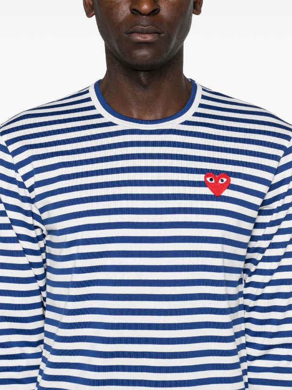 Comme Des Garçons Play heart-patch striped cotton T-shirt